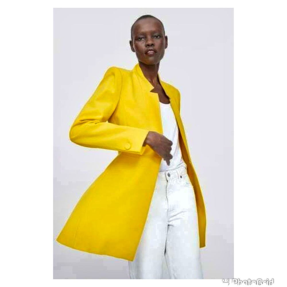 ZARA| Womens Inverted Lapel Long Blazer Frock Coat Jacket Sz Medium